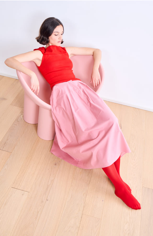 PINK MIDI SKIRT