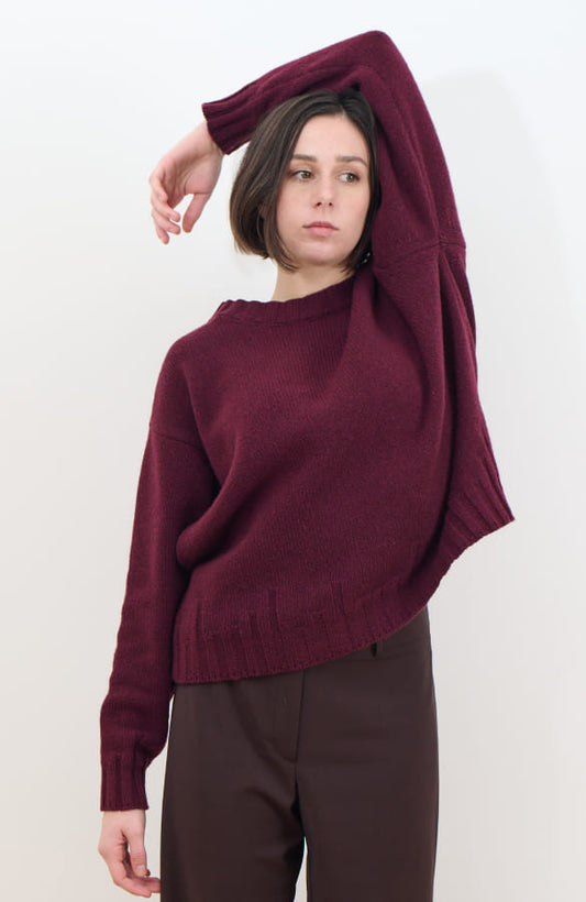 CAPO 04: BURGUNDY V-NECK SWEATER IN A WOOL BLEND