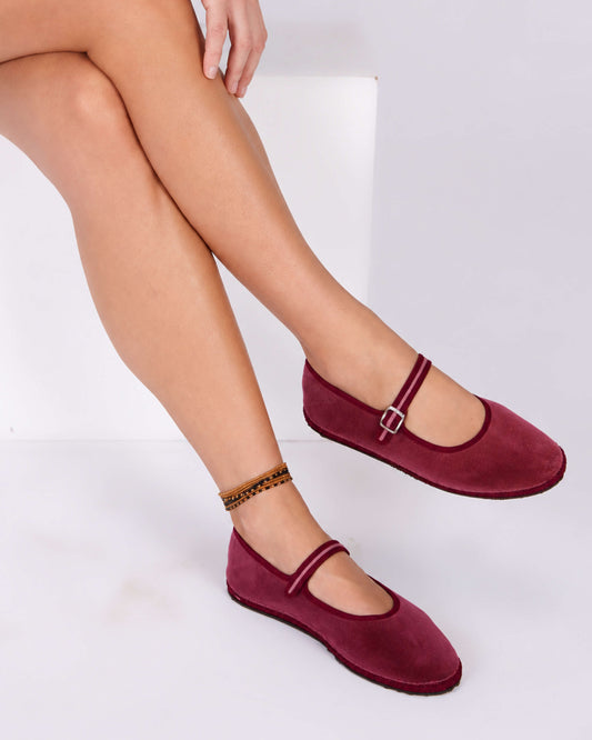 CAPO 03: PINK AND BURGUNDY VELVET MARY JANE FRIULANE