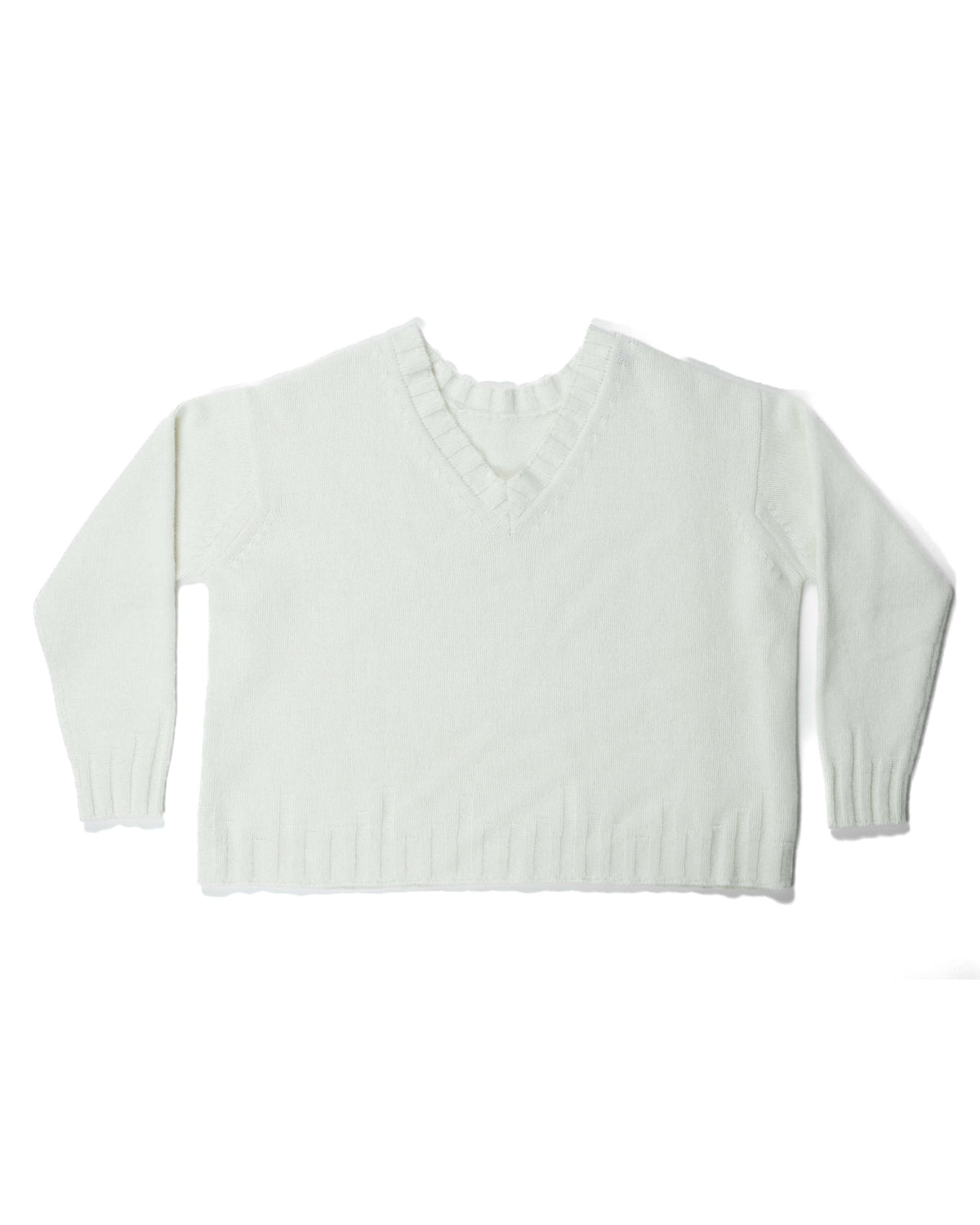 CAPO 04: MAGLIONE SCOLLO A V IN MISTO LANA BIANCO