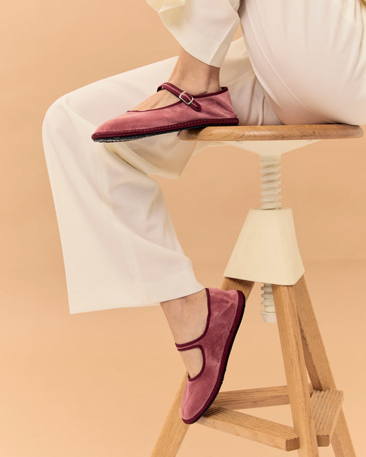 CAPO 03: PINK AND BURGUNDY VELVET MARY JANE FRIULANE