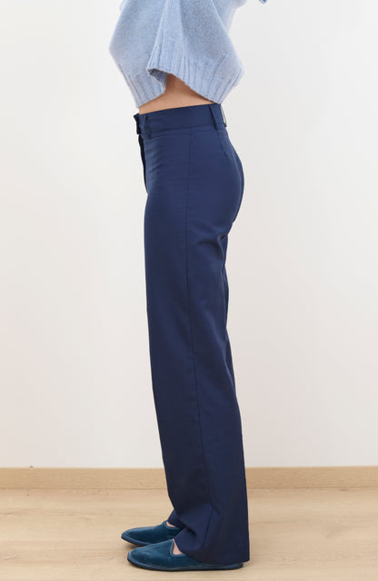 CAPO 05: PANTALONE DRITTO BLU IN MISTO LANA