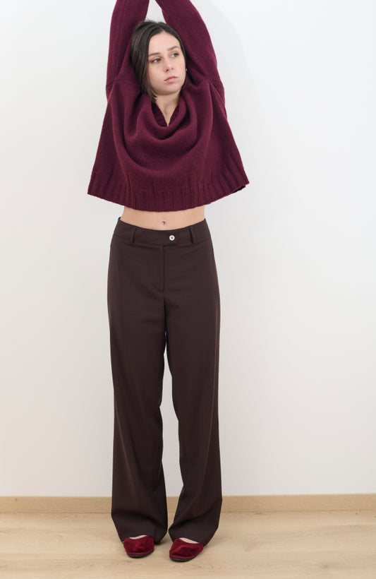 CAPO 05: BROWN STRAIGHT WOOL TROUSERS