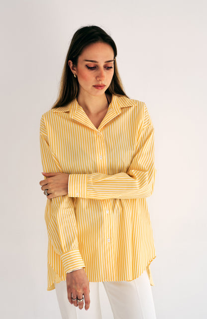 CAPO 06: CAMICIA A RIGHE BIANCA E GIALLA