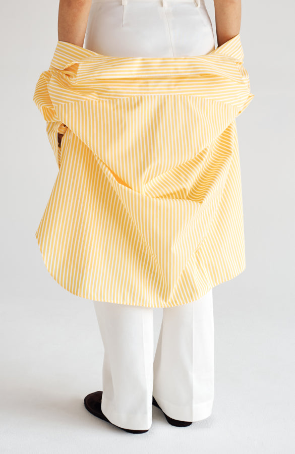 CAPO 06: WHITE AND YELLOW STRIPED COTTON SHIRT