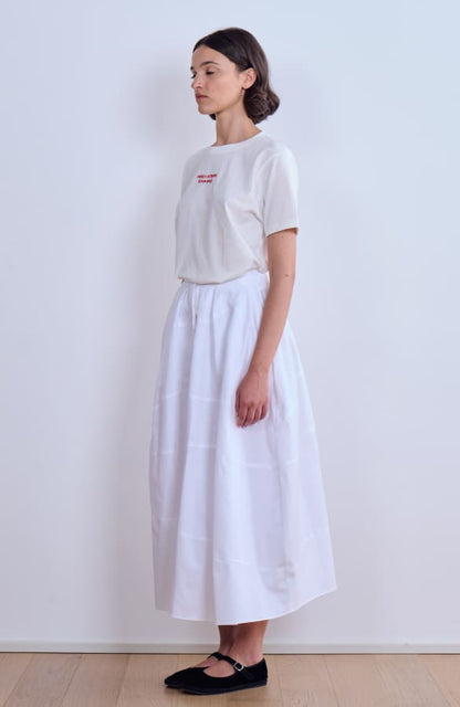 CAPO 01: WHITE WIDE, LONG COTTON SKIRT