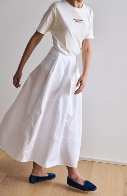 CAPO 01: WHITE WIDE, LONG COTTON SKIRT
