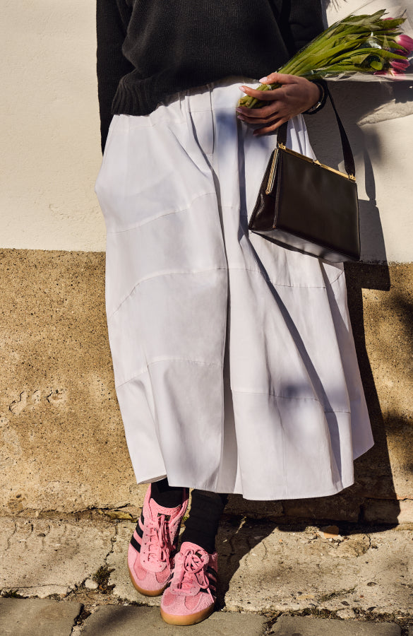 UNO - WHITE WIDE, LONG COTTON SKIRT
