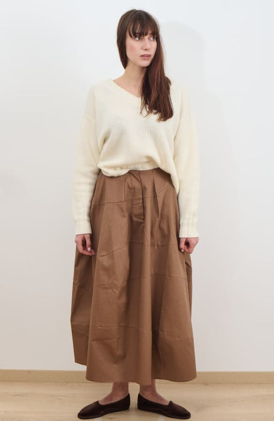 CAPO 01: BROWN WIDE, LONG COTTON SKIRT