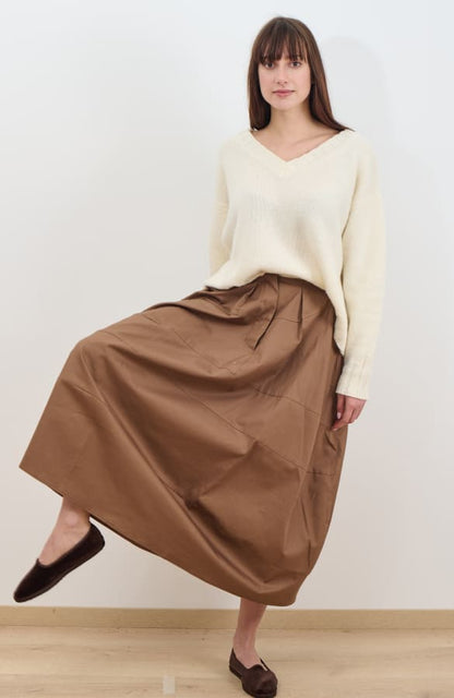 CAPO 01: GONNA AMPIA E LUNGA MARRONE IN COTONE