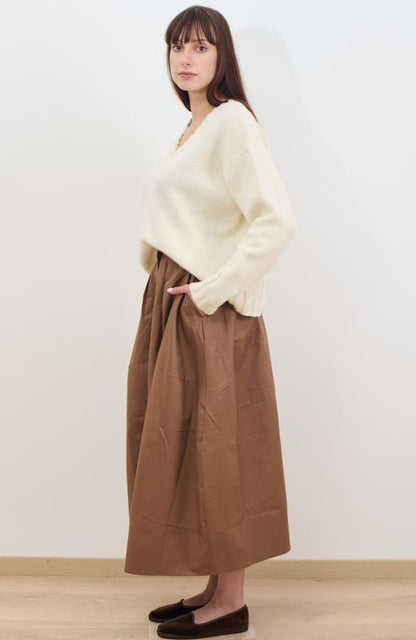 CAPO 01: GONNA AMPIA E LUNGA MARRONE IN COTONE