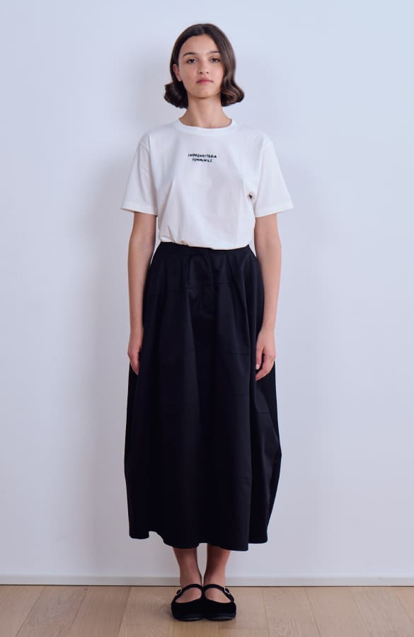 UNO - BLACK WIDE, LONG COTTON SKIRT