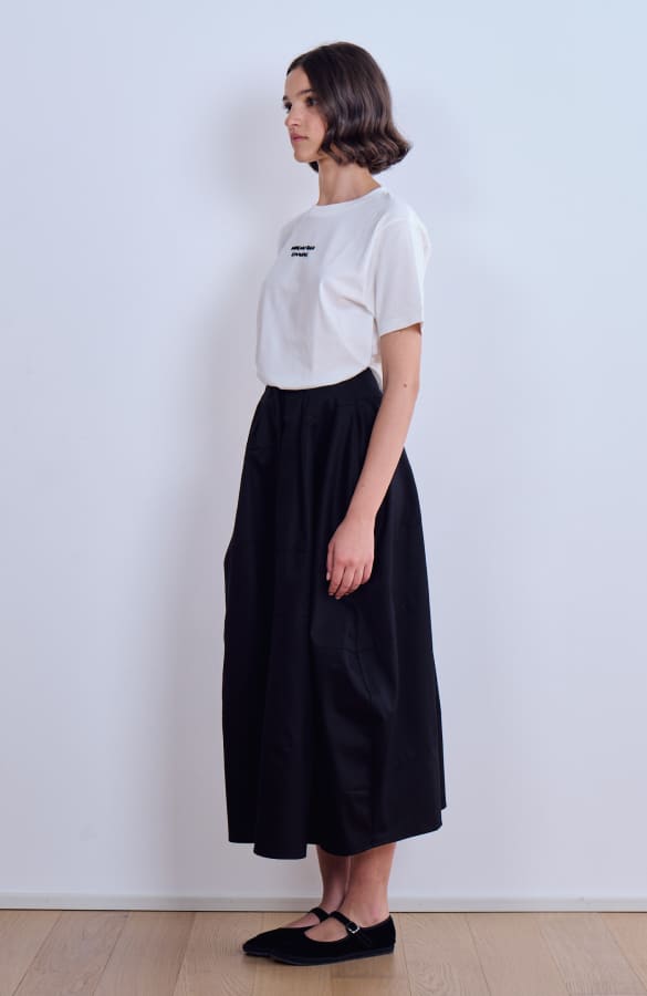 CAPO 01: BLACK WIDE, LONG COTTON SKIRT