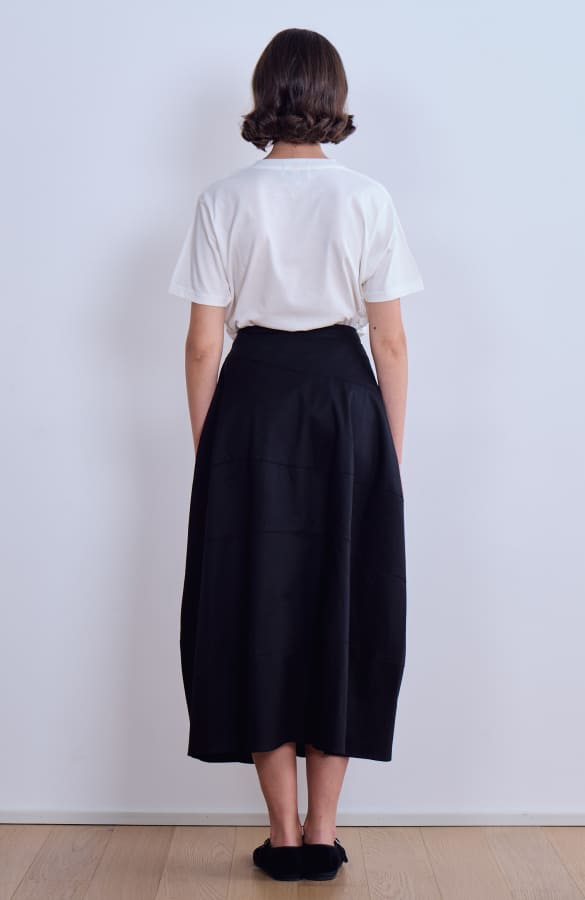 CAPO 01: BLACK WIDE, LONG COTTON SKIRT