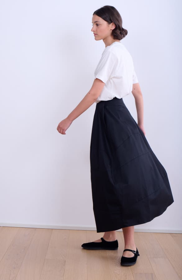 UNO - BLACK WIDE, LONG COTTON SKIRT