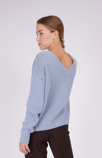 CAPO 04: LIGHT BLUE V-NECK SWEATER IN A WOOL BLEND