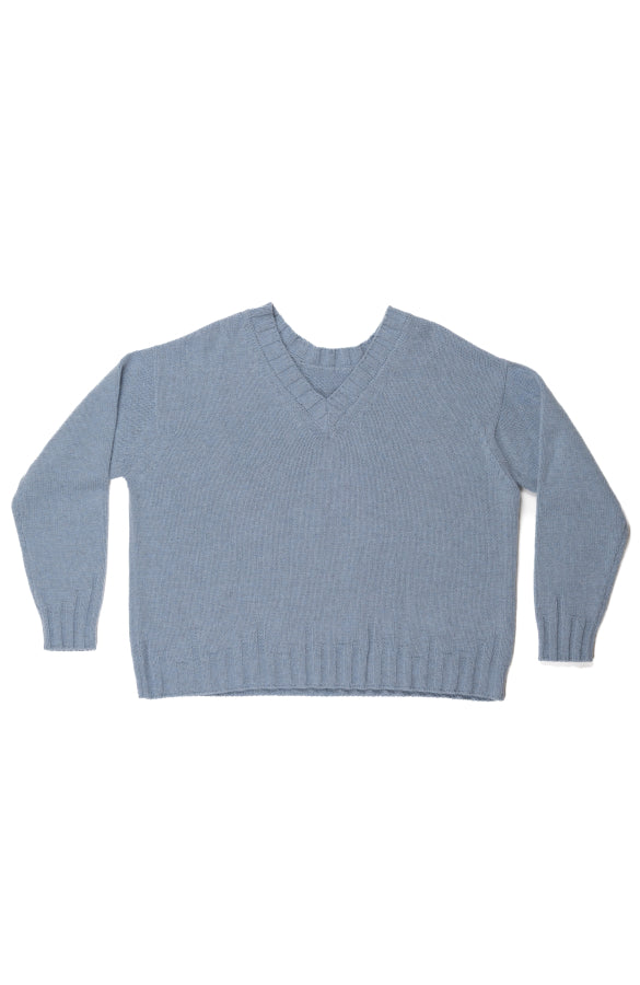 CAPO 04: LIGHT BLUE V-NECK SWEATER IN A WOOL BLEND
