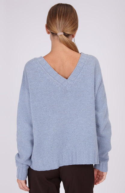CAPO 04: LIGHT BLUE V-NECK SWEATER IN A WOOL BLEND