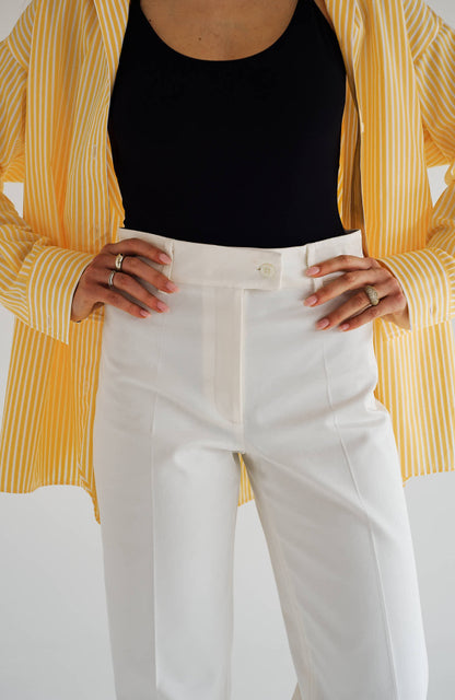 CAPO 05: WHITE STRAIGHT COTTON TROUSERS