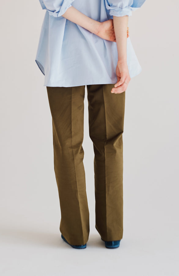 CAPO 05: DARK GREEN STRAIGHT COTTON TROUSERS