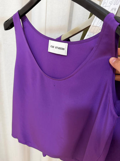 IMPERFETTO: TOP IN SETA VIOLA S