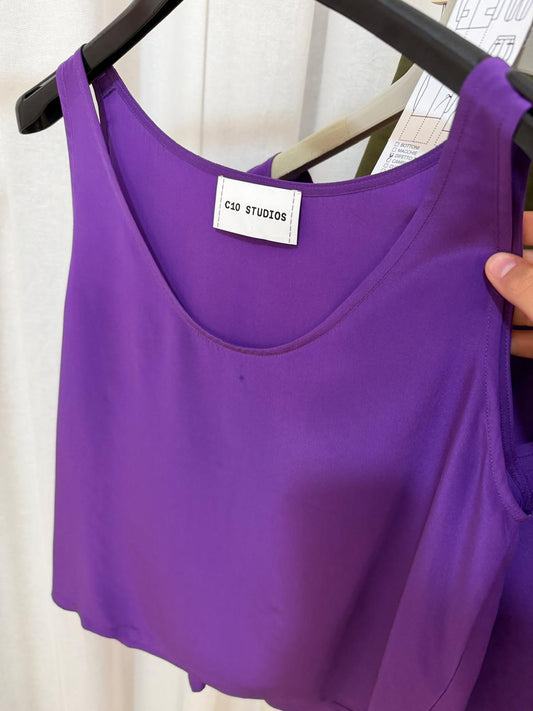 IMPERFETTO: TOP IN SETA VIOLA S