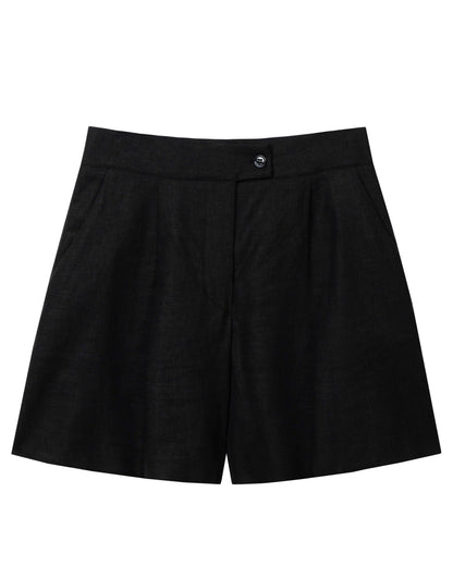 CAPO 09: BERMUDA NERO IN MISTO LINO