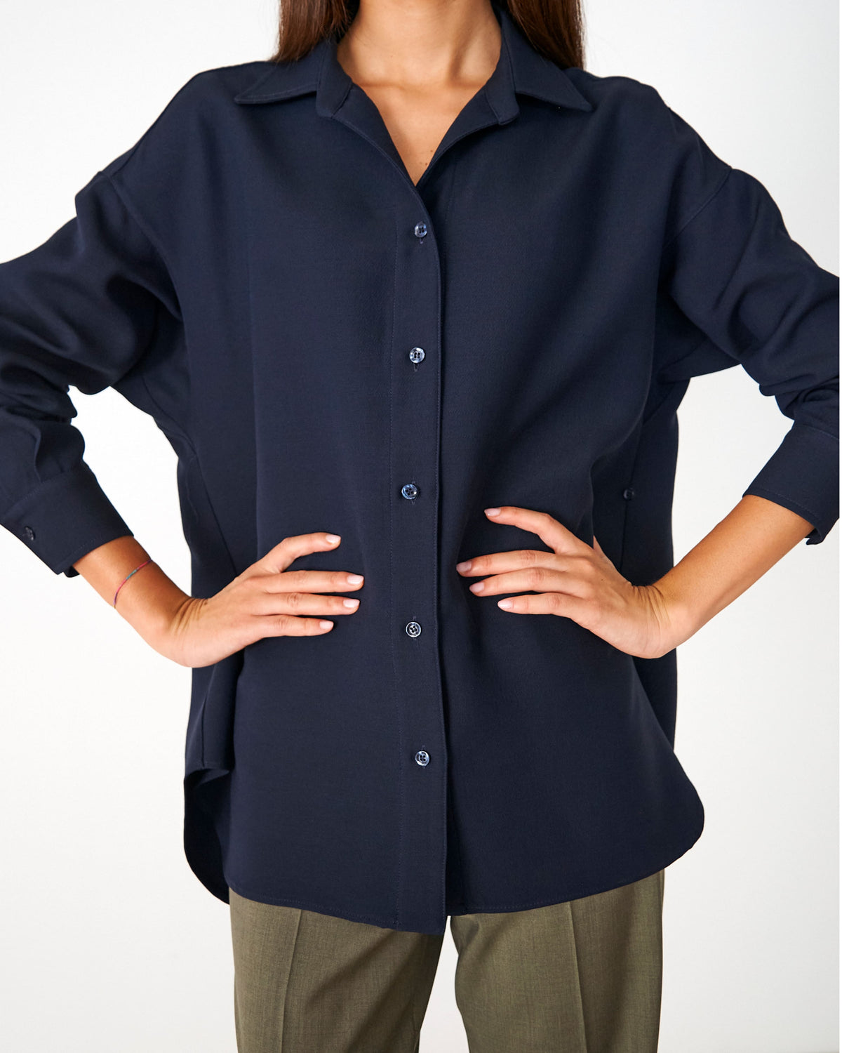 CAPO 06: OVERSIZED BLUE WOOL AND SILK SHIRT