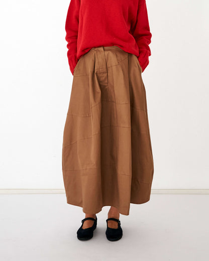 CAPO 01: BROWN WIDE, LONG COTTON SKIRT