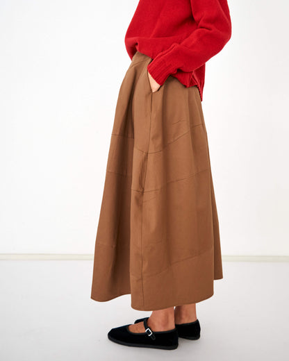 CAPO 01: BROWN WIDE, LONG COTTON SKIRT