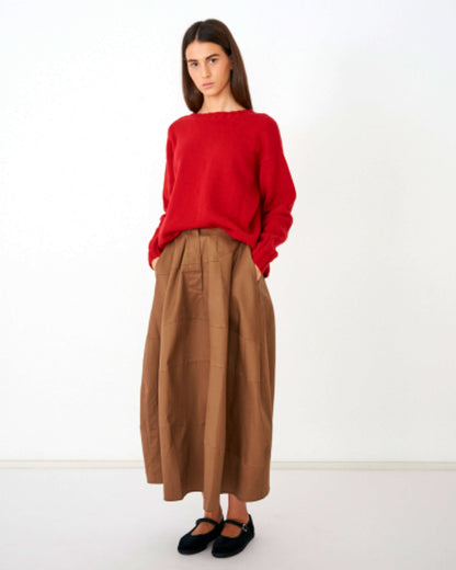 CAPO 01: BROWN WIDE, LONG COTTON SKIRT