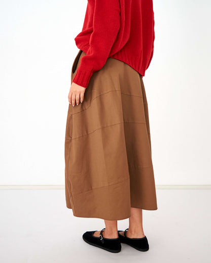 CAPO 01: BROWN WIDE, LONG COTTON SKIRT