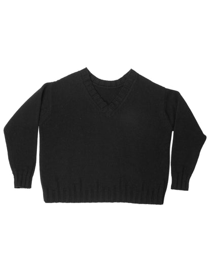 CAPO 04: BLACK V-NECK SWEATER IN A WOOL BLEND