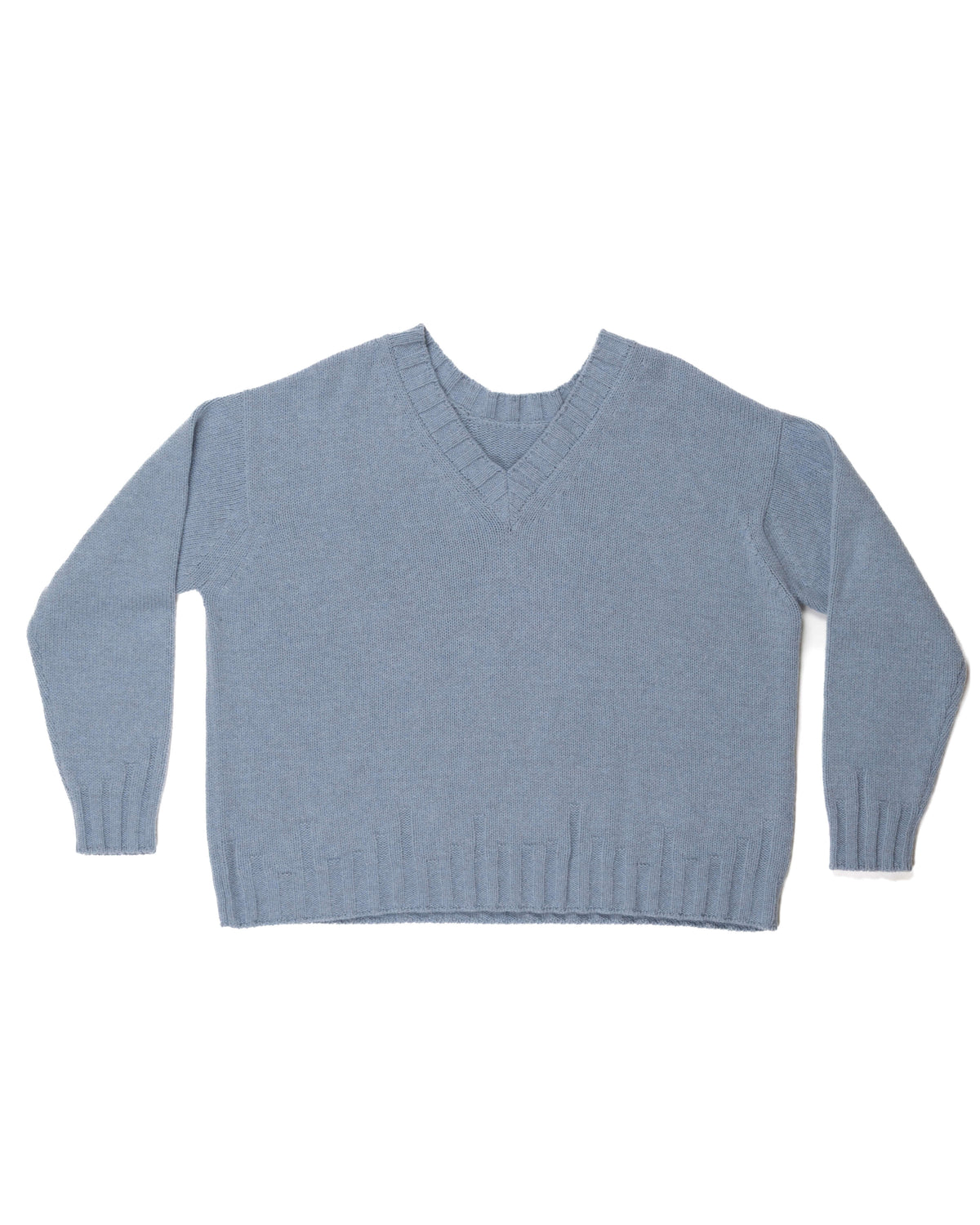 CAPO 04: LIGHT BLUE V-NECK SWEATER IN A WOOL BLEND