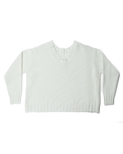 CAPO 04: MAGLIONE SCOLLO A V IN MISTO LANA BIANCO