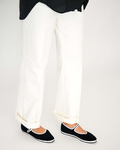 CAPO 05: WHITE STRAIGHT COTTON TROUSERS
