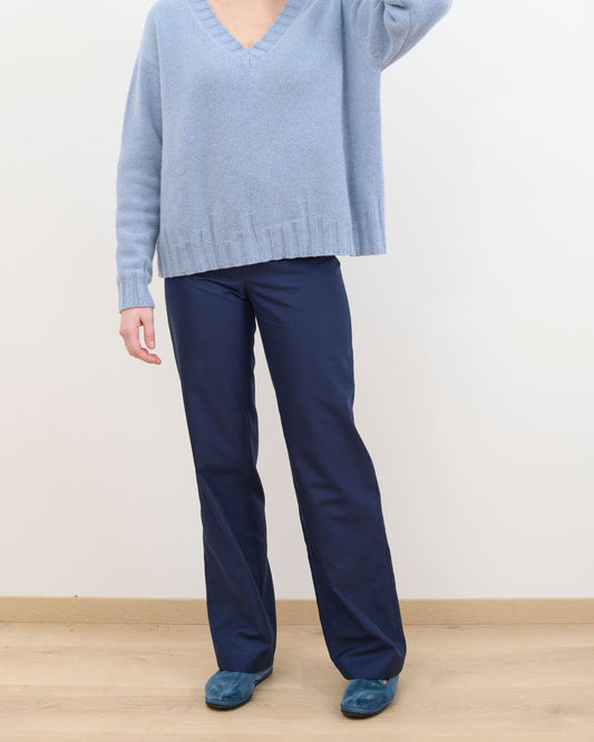 CAPO 05: PANTALONE SARTORIALE BLU IN MISTO LANA