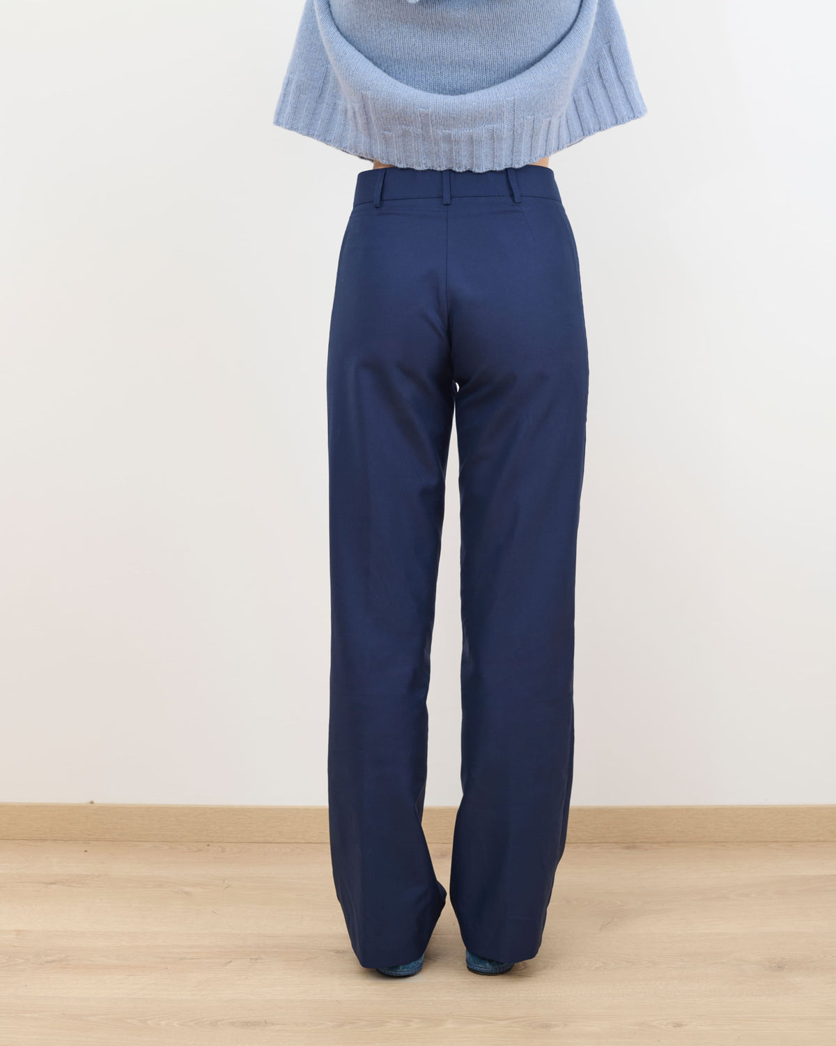 CAPO 05: PANTALONE SARTORIALE BLU IN MISTO LANA