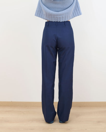 CAPO 05: PANTALONE SARTORIALE BLU IN MISTO LANA