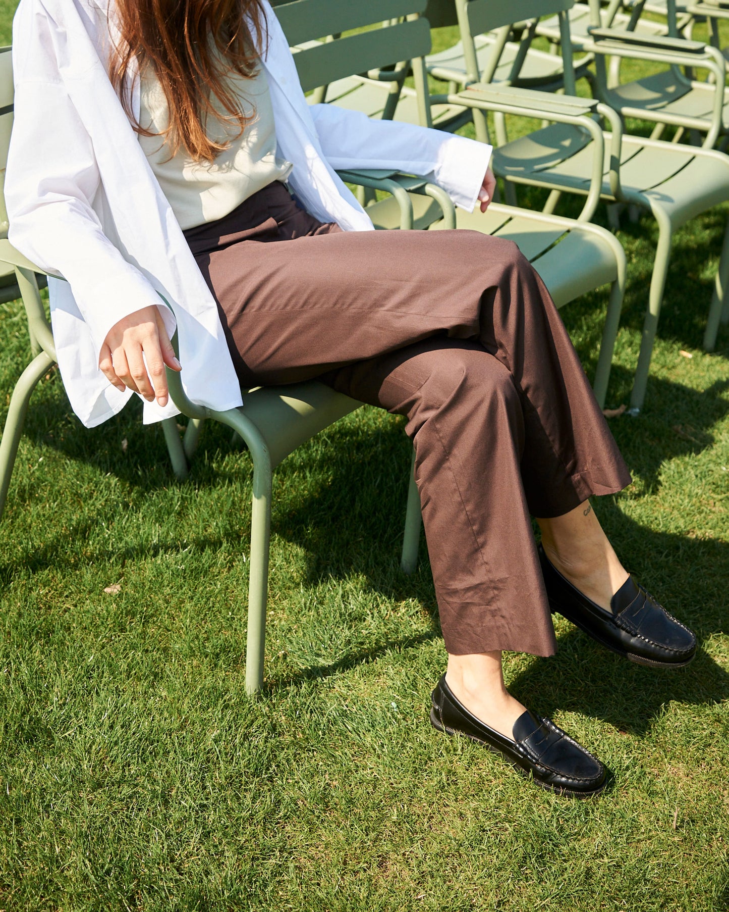 CAPO 05: DARK GREEN STRAIGHT COTTON TROUSERS
